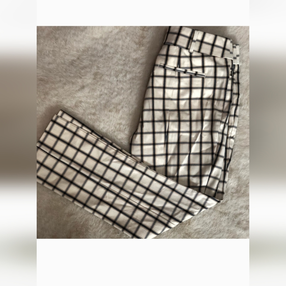 Anthropologie Black and White Checkered Cropped Pants